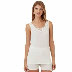 Cuddl Duds® SofTech Venice Lace-Trim Tank - Women's 9 Cuddl Duds® SofTech Venice Lace-Trim Tank - Women's -Cuddl Duds Clothing Sales 1705285 Ivory