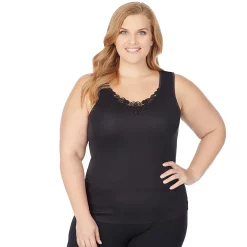 Plus Size Cuddl Duds® SofTech Venice Lace-Trim Tank 8 Plus Size Cuddl Duds® SofTech Venice Lace-Trim Tank -Cuddl Duds Clothing Sales 1705317 Black