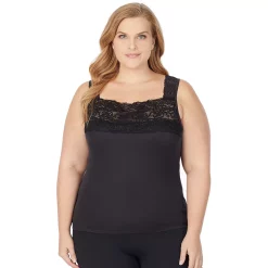 Plus Size Cuddl Duds® SofTech Lace-Trim Squareneck Tank -Cuddl Duds Clothing Sales 1705348 Black