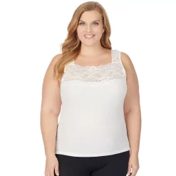 Plus Size Cuddl Duds® SofTech Lace-Trim Squareneck Tank -Cuddl Duds Clothing Sales 1705348 Ivory