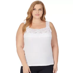 Plus Size Cuddl Duds® SofTech Lace-Trim Squareneck Tank -Cuddl Duds Clothing Sales 1705348 White