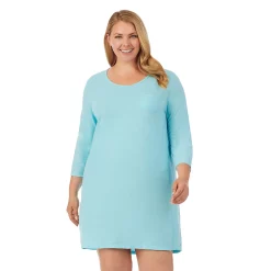 Plus Size Cuddl Duds® Essentials Long Sleeve Sleepshirt -Cuddl Duds Clothing Sales 2594845 Aqua Heather