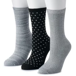Women's Cuddl Duds® 3-Pack Everyday Crew Socks -Cuddl Duds Clothing Sales 3516568 Black Dots