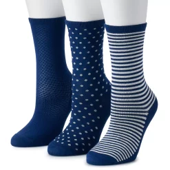 Women's Cuddl Duds® 3-Pack Everyday Crew Socks -Cuddl Duds Clothing Sales 3516568 Navy Dots