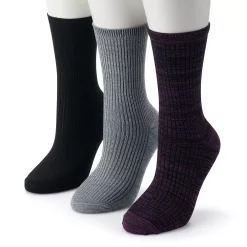 Women's Cuddl Duds® 3-Pack Everyday Crew Socks -Cuddl Duds Clothing Sales 3516568 Plum