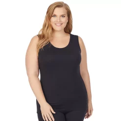 Plus Size Cuddl Duds® Soft Wear with Stretch Reversible Tank -Cuddl Duds Clothing Sales 3853278 Black