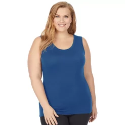 Plus Size Cuddl Duds® Soft Wear with Stretch Reversible Tank -Cuddl Duds Clothing Sales 3853278 Teal