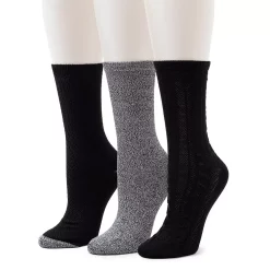 Women's Cuddl Duds® Everyday 3-pack Crew Socks -Cuddl Duds Clothing Sales 4143262 Black