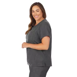 Plus Size Cuddl Duds® Scrubs Classic V-Neck Top -Cuddl Duds Clothing Sales 4319958 ALT5