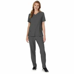 Plus Size Cuddl Duds® Scrubs Pocketed V-Neck Top -Cuddl Duds Clothing Sales 4320425 ALT3