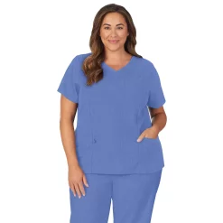 Plus Size Cuddl Duds® Scrubs Pocketed V-Neck Top -Cuddl Duds Clothing Sales 4320425 Ceil Heather