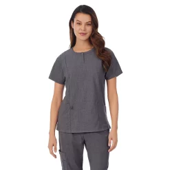Petite Cuddl Duds® Scrubs Top With 2 Pockets 10 Petite Cuddl Duds® Scrubs Top With 2 Pockets -Cuddl Duds Clothing Sales 4320459 Charcoal Heather Gray