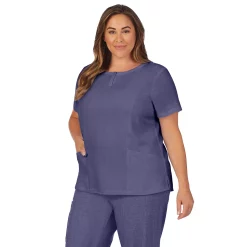 Plus Size Cuddl Duds® Scrubs Henley Top With 2 Pockets 11 Plus Size Cuddl Duds® Scrubs Henley Top With 2 Pockets -Cuddl Duds Clothing Sales 4320991 Navy Heather