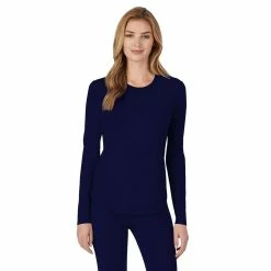 Petite Cuddl Duds® Under Scrubs Crewneck Top -Cuddl Duds Clothing Sales 4321107 Navy