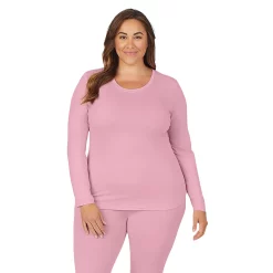 Plus Size Cuddl Duds® Under Scrubs Crewneck Top -Cuddl Duds Clothing Sales 4321151 Cameo Pink
