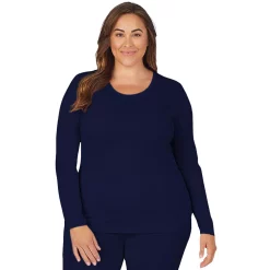 Plus Size Cuddl Duds® Under Scrubs Crewneck Top -Cuddl Duds Clothing Sales 4321151 Navy
