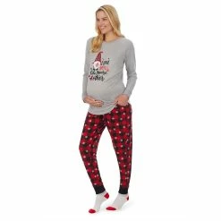 Maternity Cuddl Duds® 3-piece Sweater Knit Pajama Pants, Pajama Top & Socks Set -Cuddl Duds Clothing Sales 5028404 ALT2