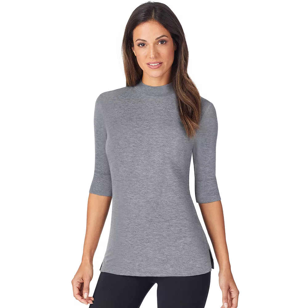 Women's Cuddl Duds® Softwear with Stretch Elbow Sleeve Mockneck Top 2 Women's Cuddl Duds® Softwear with Stretch Elbow Sleeve Mockneck Top - Image 2