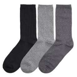 Women's Cuddl Duds® 3-Pack Plushfill* Midweight Birdseye & Ribbed Crew Socks -Cuddl Duds Clothing Sales 5149602 ALT2