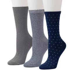 Women's Cuddl Duds® 3-Pack Plushfill* Midweight Birdseye & Ribbed Crew Socks
