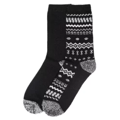 Women's Cuddl Duds® 2-Pack Plushfill* Geometric Fair Isle & Solid Crew Socks -Cuddl Duds Clothing Sales 5149605 ALT