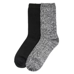 Women's Cuddl Duds® 2-Pack Plushfill* Diamond Cabled Spacedye Crew Socks -Cuddl Duds Clothing Sales 5149608 ALT