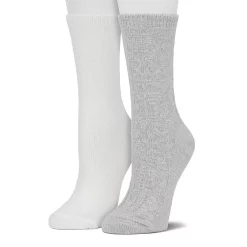 Women's Cuddl Duds® 2-Pack Plushfill* Diamond Cabled Spacedye Crew Socks -Cuddl Duds Clothing Sales 5149608 Light Gray