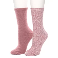 Women's Cuddl DudsĀ® 2-Pack Plushfill* Diamond Cabled Spacedye Crew Socks