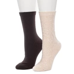 Women's Cuddl Duds® 2-Pack Plushfill* Diamond Cabled Spacedye Crew Socks -Cuddl Duds Clothing Sales 5149608 Smoke Gray