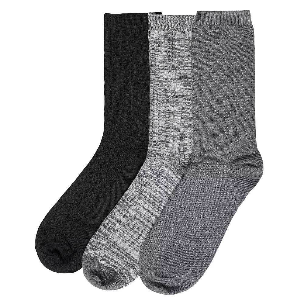 Women's Cuddl Duds® 3-Pack Scattered Birdseye Spacedye Tuckstitch Crew Socks 4 Women's Cuddl Duds® 3-Pack Scattered Birdseye Spacedye Tuckstitch Crew Socks - Image 4