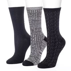Women's Cuddl Duds® 3-Pack Scattered Birdseye Spacedye Tuckstitch Crew Socks