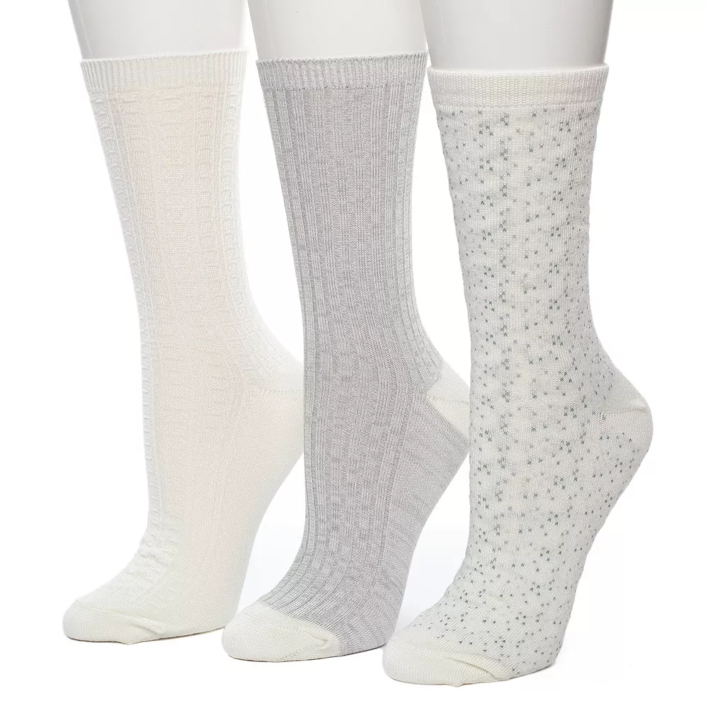 Women's Cuddl Duds® 3-Pack Scattered Birdseye Spacedye Tuckstitch Crew Socks 2 Women's Cuddl Duds® 3-Pack Scattered Birdseye Spacedye Tuckstitch Crew Socks - Image 2