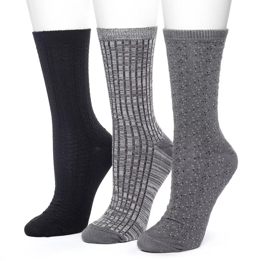 Women's Cuddl Duds® 3-Pack Scattered Birdseye Spacedye Tuckstitch Crew Socks 3 Women's Cuddl Duds® 3-Pack Scattered Birdseye Spacedye Tuckstitch Crew Socks - Image 3