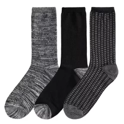 Women's Cuddl Duds® 3-Pack Plushfill* Birdseye Spacedye Check Crew Socks -Cuddl Duds Clothing Sales 5257176 ALT