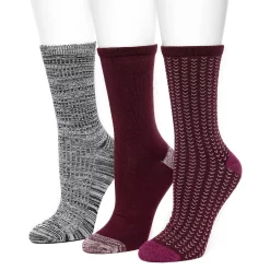 Women's Cuddl Duds® 3-Pack Plushfill* Birdseye Spacedye Check Crew Socks -Cuddl Duds Clothing Sales 5257176 Red