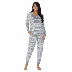 Women's Cuddl Duds® Velour Fleece V-Neck Pajama Top and Banded Bottom Pajama Pants Sleep Set