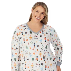 Plus Size Cuddl Duds® Velour Fleece V-Neck Pajama Top and Banded Bottom Pajama Pants Sleep Set -Cuddl Duds Clothing Sales 5588942 ALT2