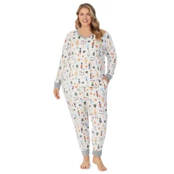 Plus Size Cuddl Duds® Velour Fleece V-Neck Pajama Top and Banded Bottom Pajama Pants Sleep Set -Cuddl Duds Clothing Sales 5588942 Cream Nutcracker