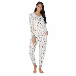 Petite Cuddl Duds® Velour Fleece V-Neck Pajama Top and Banded Bottom Pajama Pants Sleep Set -Cuddl Duds Clothing Sales 5588944 Cream Nutcracker