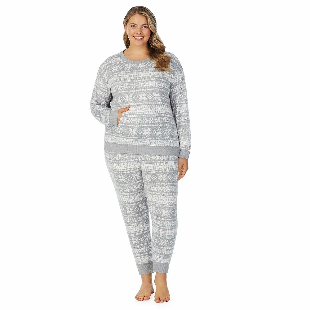 Plus Size Cuddl Duds® Kangaroo Pocket Pajama Top and Banded Bottom Pajama Pants Sleep Set 2 Plus Size Cuddl Duds® Kangaroo Pocket Pajama Top and Banded Bottom Pajama Pants Sleep Set - Image 2