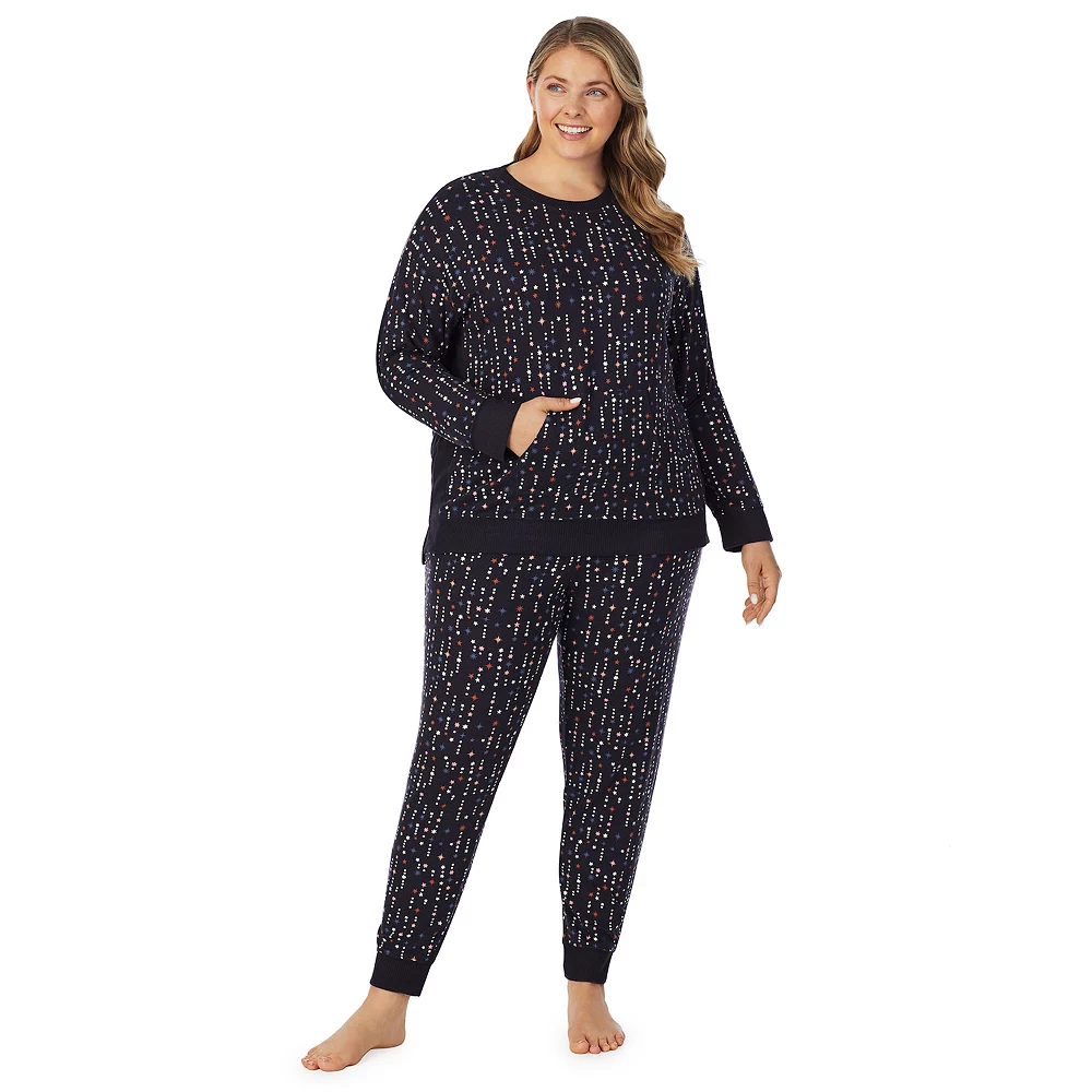 Plus Size Cuddl Duds® Kangaroo Pocket Pajama Top and Banded Bottom Pajama Pants Sleep Set 4 Plus Size Cuddl Duds® Kangaroo Pocket Pajama Top and Banded Bottom Pajama Pants Sleep Set - Image 4