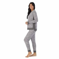 Petite Cuddl Duds® Kangaroo Pocket Pajama Top and Banded Bottom Pajama Pants Sleep Set -Cuddl Duds Clothing Sales 5590153 ALT2