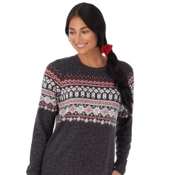 Women's Cuddl Duds 3-pc. Knit Long Sleeve Pajama Top, Banded Bottom Pajama Pants & Scrunchie Set 18 Women's Cuddl Duds 3-pc. Knit Long Sleeve Pajama Top, Banded Bottom Pajama Pants & Scrunchie Set -Cuddl Duds Clothing Sales 5591782 ALT2