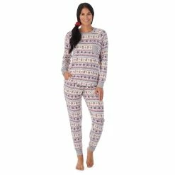 Women's Cuddl Duds 3-pc. Knit Long Sleeve Pajama Top, Banded Bottom Pajama Pants & Scrunchie Set 15 Women's Cuddl Duds 3-pc. Knit Long Sleeve Pajama Top, Banded Bottom Pajama Pants & Scrunchie Set -Cuddl Duds Clothing Sales 5591782 Cream Dog Fairisle