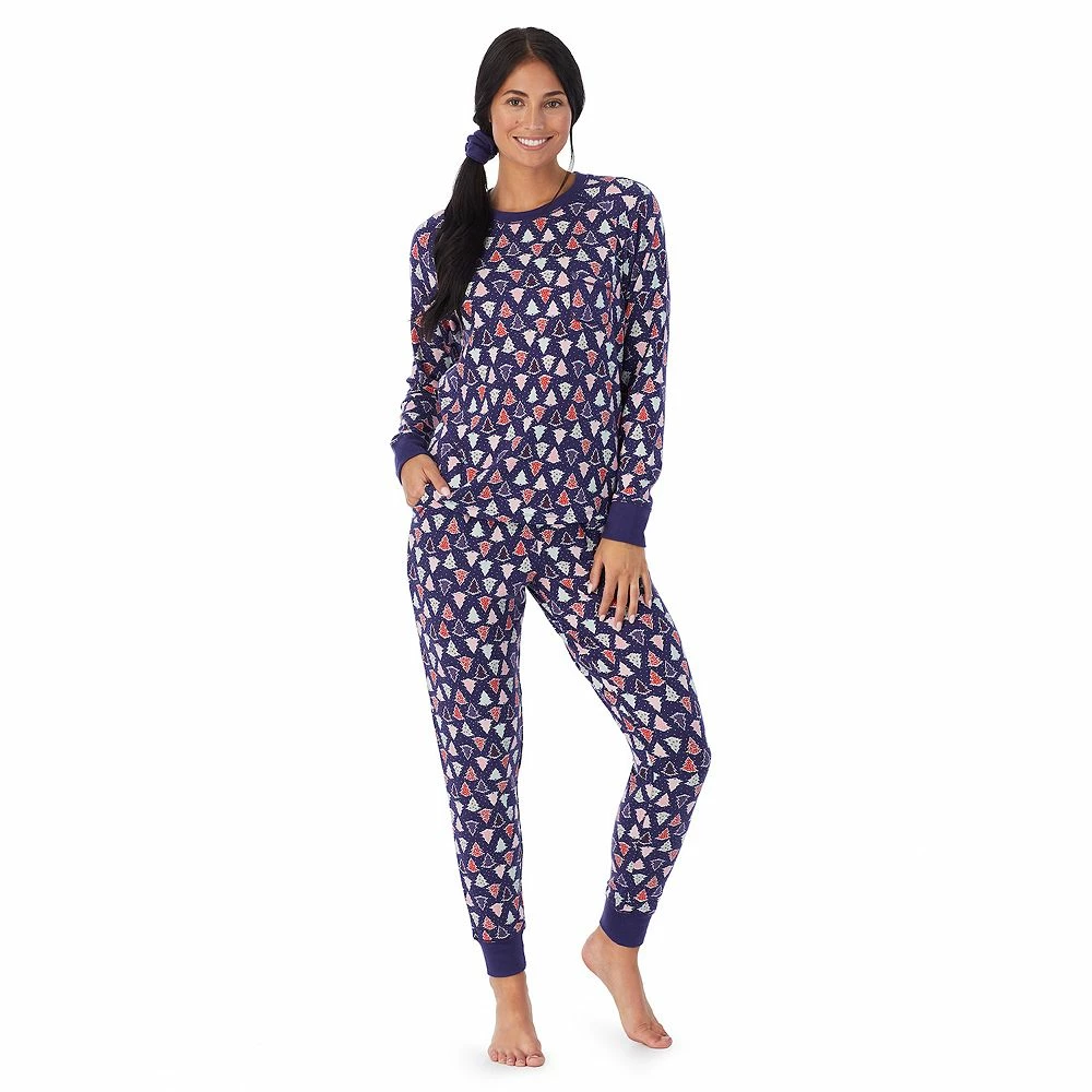 Women's Cuddl Duds 3-pc. Knit Long Sleeve Pajama Top, Banded Bottom Pajama Pants & Scrunchie Set 1 Women's Cuddl Duds 3-pc. Knit Long Sleeve Pajama Top, Banded Bottom Pajama Pants & Scrunchie Set