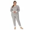Plus Size Cuddl Duds 3-pc. Knit Long Sleeve Pajama Top, Banded Bottom Pajama Pants & Scrunchie Set