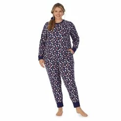 Plus Size Cuddl Duds 3-pc. Knit Long Sleeve Pajama Top, Banded Bottom Pajama Pants & Scrunchie Set -Cuddl Duds Clothing Sales 5591783 Navy Winter Trees