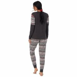 Petite Cuddl Duds 3-pc. Knit Long Sleeve Pajama Top, Banded Bottom Pajama Pants & Scrunchie Set -Cuddl Duds Clothing Sales 5591784 ALT