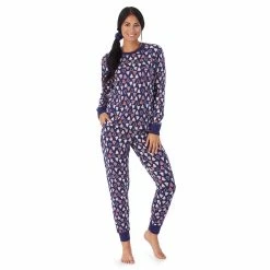 Petite Cuddl Duds 3-pc. Knit Long Sleeve Pajama Top, Banded Bottom Pajama Pants & Scrunchie Set