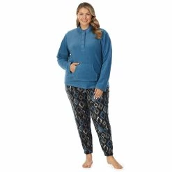 Plus Size Cuddl Duds Fleece Long Sleeve Pajama Top and Banded Bottom Pajama Pants Sleep Set 12 Plus Size Cuddl Duds Fleece Long Sleeve Pajama Top and Banded Bottom Pajama Pants Sleep Set -Cuddl Duds Clothing Sales 5595480 Blue